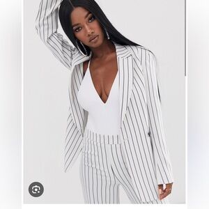 NWT ASOS Design white pinstripe suit blazer size us 2